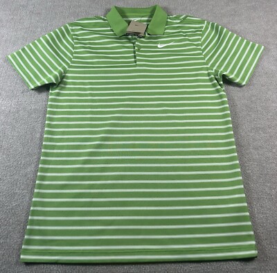 Nike Men's Dri-FIT Victory Striped Golf Polo Green White DH0829-350 Men's Small