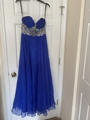 Fiesta Fashion Blue Strapless Beaded Corset Long Gown Prom Dress Size Small  | eBay