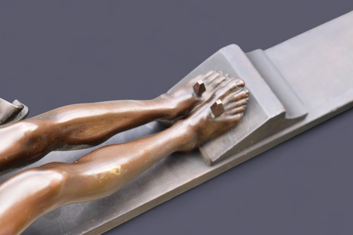 ⭐Gran crucifijo, bronce de alta calidad Cristo siglo XIX por F. Barservicenne - Imagen 6 de 13