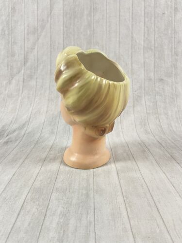 Vintage 6" Lady Head Vase Blonde, Blue Eyes, Red Lips, Classic Style 1950s - Picture 4 of 14