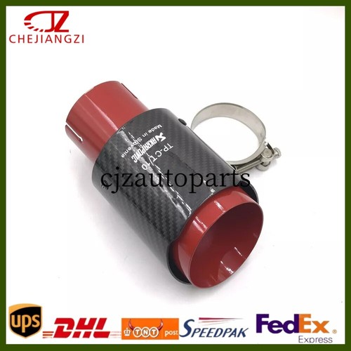 1X 2.5"63mm & 4.0"101mm Akrapovic Glossy Red Carbon Fiber Exhaust tip End pipe - Picture 4 of 7