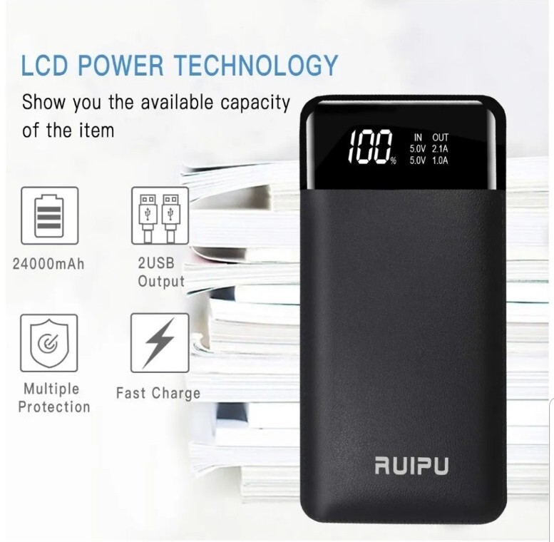 24000mAh High-Capacity Power Bank with Dual USB Fast Charging  