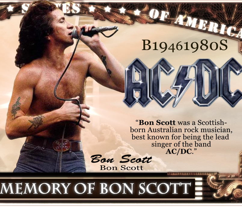 Bon Scott of AC/DC Million Dollar Bill Funny Money Novelty Note + FREE ...
