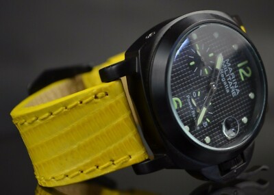 UHRENARMBAND 26 24 22 MM ECHT ECHSE GELB GLANZ FÜR STEINHART PANERAI MA STRAP