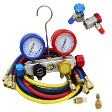 4 Way Manifold Gauge & Hoses Set For R410a Service Mini Split Automotive AC/HVAC