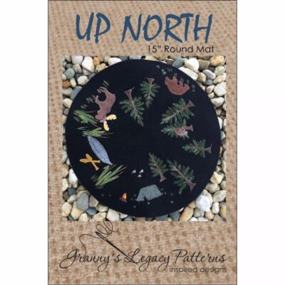 Up North 15'' Round Mat pattern  ~ Hand Work~ Wool, Embroidery #12 perle cotton