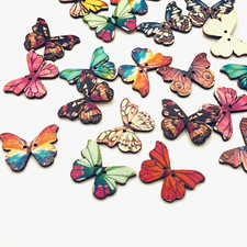 Holz Schmetterlinge Deko Knöpfe Streudeko Nähen Verzieren Basteln DIY