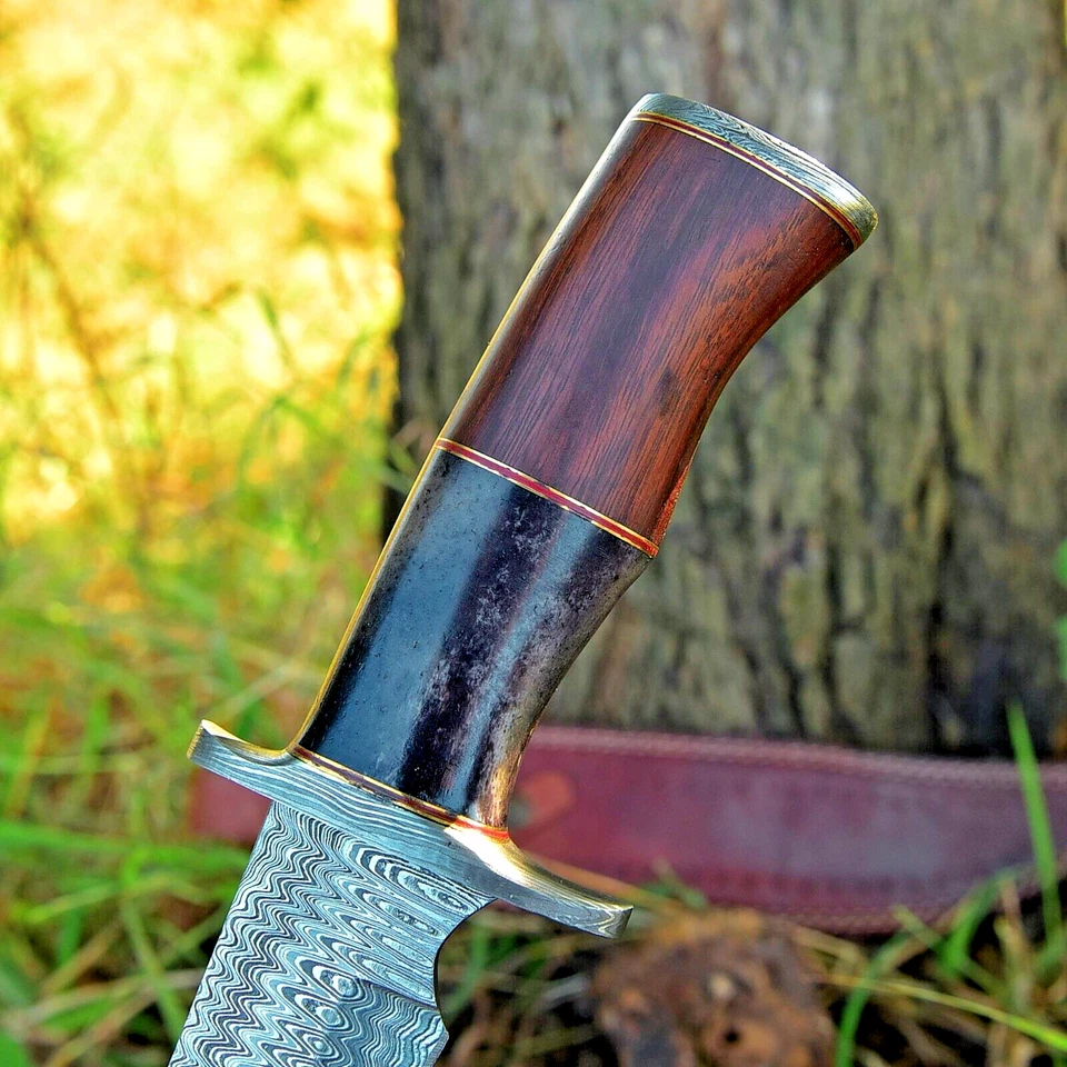 Bowie Kinfe Hecho a Medida Forja a Mano Damasco Acero Caza Supervivencia Senderismo 2914 Foto 3 de 4