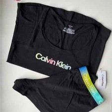 NWT Women's Calvin Klein Gray Pajama Set PJ Sleep Tank Top Lounge Shorts CK