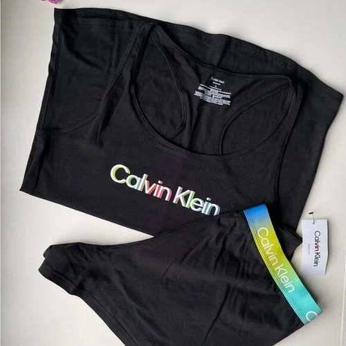 NWT Women's Calvin Klein Gray Pajama Set PJ Sleep Tank Top Lounge Shorts CK - Picture 7 of 23