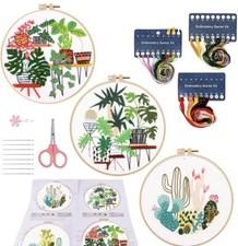 3 Sets Embroidery Starter Kit with Pattern and Instructions, Cross Stitch Kit