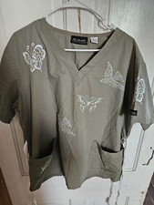bill blass healthcare scrub green with butterflies large