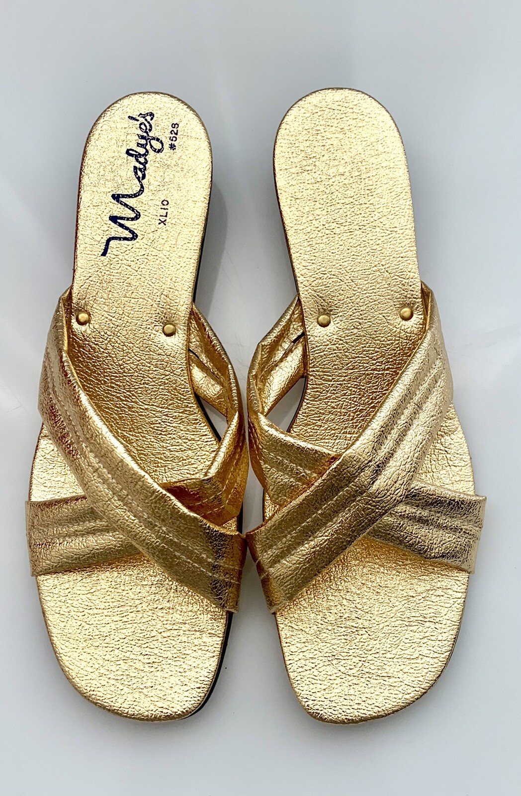 PANTOFOLA D’ORO Scarpe Madye's Ho vintage anni '60 pantofole sandali oro XL 10 NUOVE