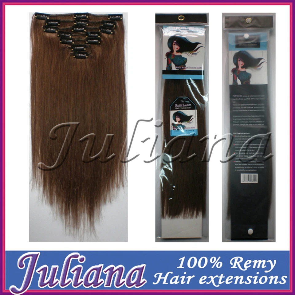 8 Шт 160 г очень толстый зажим в 100% реальный человеческих волос расширение полная голова смесь цвета - Изображение 2 из 4