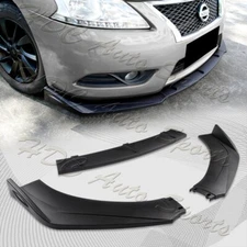 Universal Unpainted Black Front Bumper Protector Body Splitter Spoiler Lip 3PCS