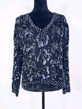 Vintage Pure Silk Beaded Blouse