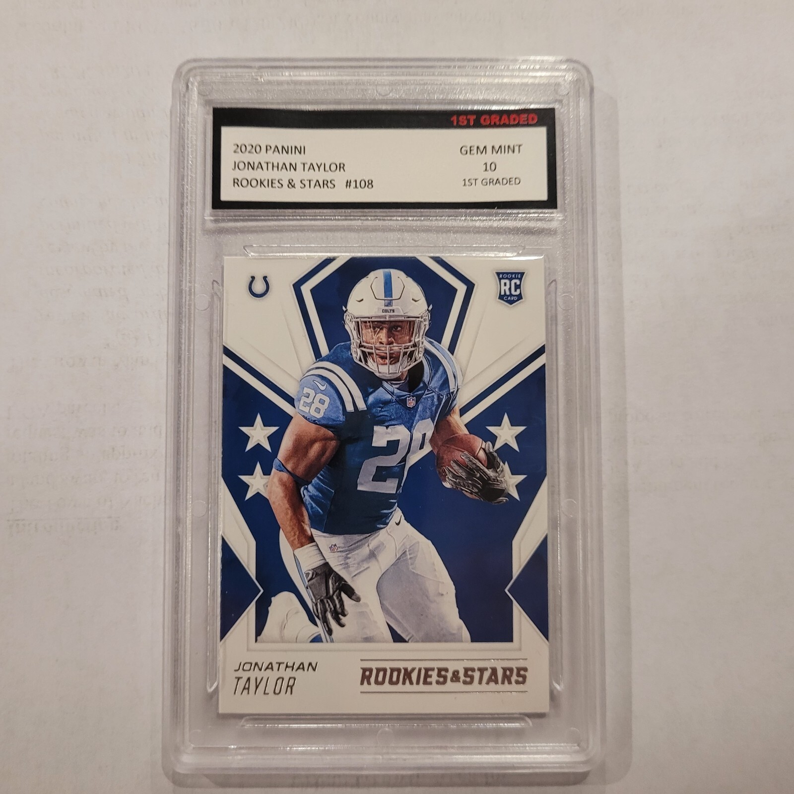 2020 Panini Jonathan Taylor Rookies & Stars #108 1st GRADED GEM MINT 10