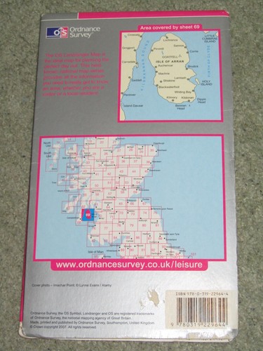 OS Ordnance Survey Landranger Map Sheet 69 Isle of Arran - 2007 - Picture 2 of 2