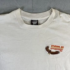 Vintage Sturgis T Shirt Mens Large White Screen Stars Embroidered Eagle 1990 90s
