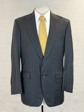 Saint Laurie Men Dark Gray Striped Wool Blazer 42 Long Two Button USA Made NYC
