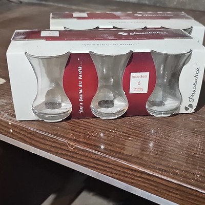 Paşabahçe Ince Belli Clear Turkish Tea Glass Set 6 Curved Inward, Safe