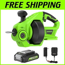 24V Cordless Drain Auger - 23ft Plumbing Snake for Unclogging Sinks & Toilets