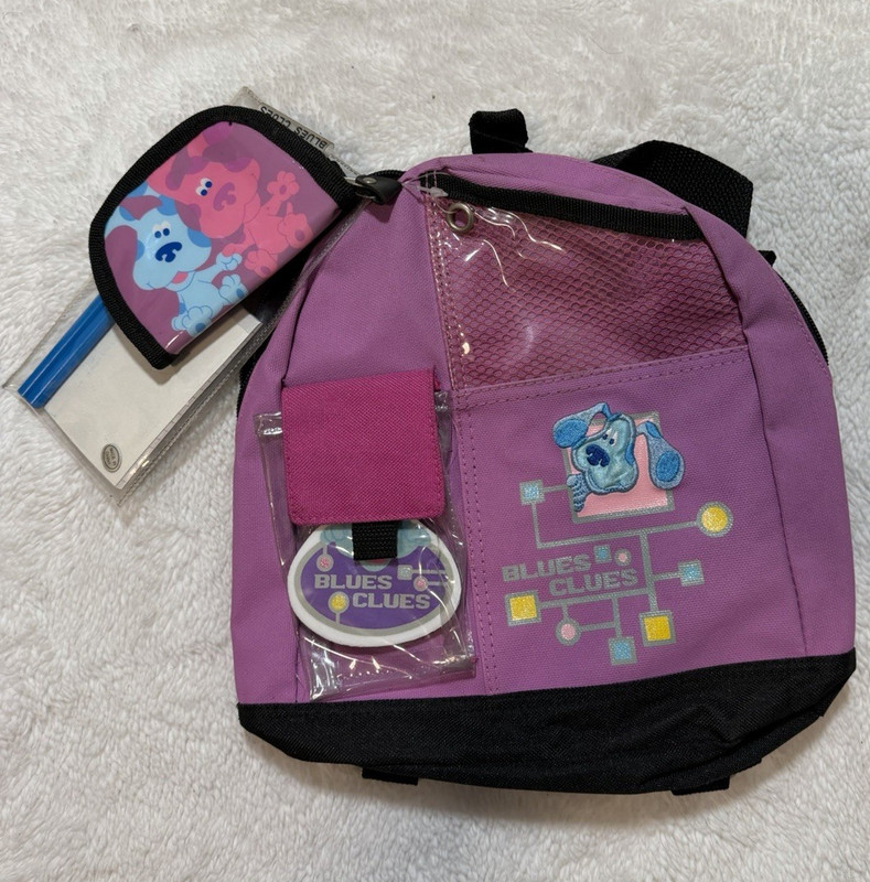 Brand New Rare 2001 Vintage Blue's Clues Purple Small Backpack w/ Coin Pouch