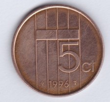 5 Cent 1996 Niederlande Königin Beatrix - Geschenk - Geburtstag - Glücksbringer