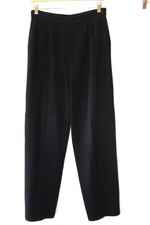 St John BASICS Caviar Black Pants Trousers Santana Knit Pleat Vintage Sz 6