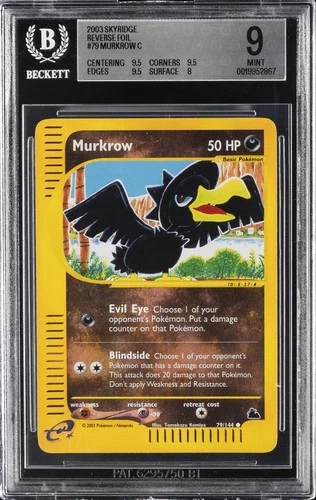 2003 POKEMON SKYRIDGE REVERSE FOIL #79 MURKROW C BGS 9