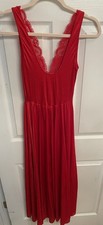 Vtg Olga RED Full Sweep Nylon Long Nightgown 92280 Size M