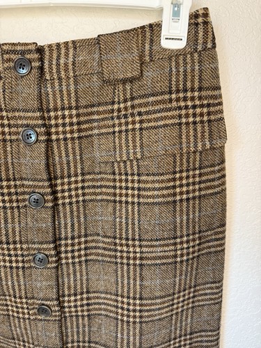 Brooks Brothers Women’s 10 Wool Skirt Brown Plaid Button Front Lined - Picture 2 of 18
