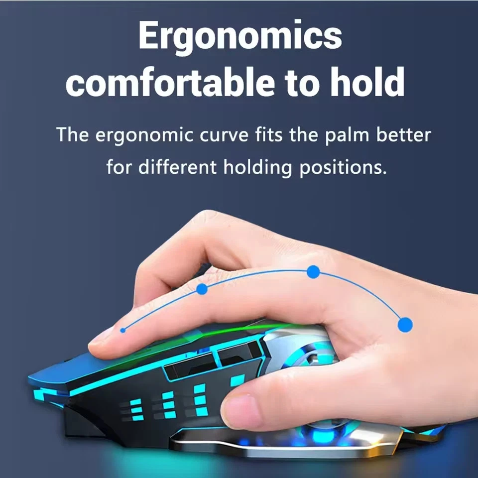 Bluetooth 5.2 & 2.4G Wireless Gaming Mouse 3600DPI Dual Mode Rechargeable Optic - Image 3 of 4