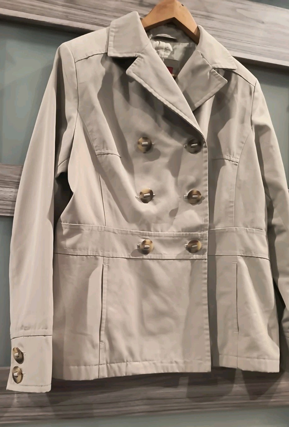 Esprit Women's Trench Coat Outwear Long Jacket with belt Beige Size L