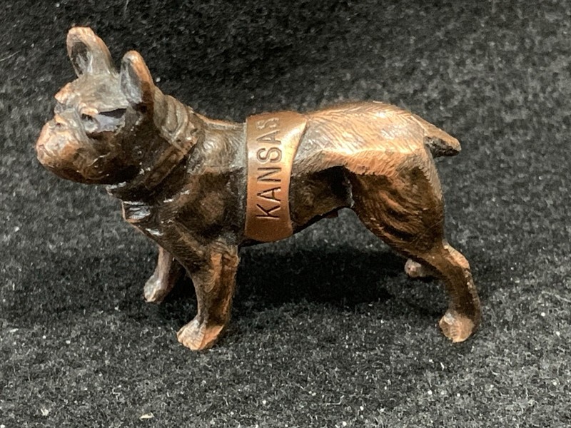 Vintage Brass Boxer With Kansas City Sash Dog Figurine