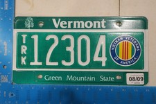 Vermont Vietnam Veterans War Graphic 2009 09 License Plate Tag Truck 12304 #2
