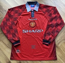 Image of Manchester United 1996 Home ULTRA RARE Original “Long Sleeve” MINT Condition (L)