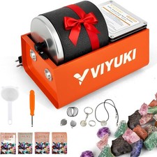 VIYUKI Rock Tumbler Kit- 3 Lb. Extra Large Capacity Barrel, Complete Black