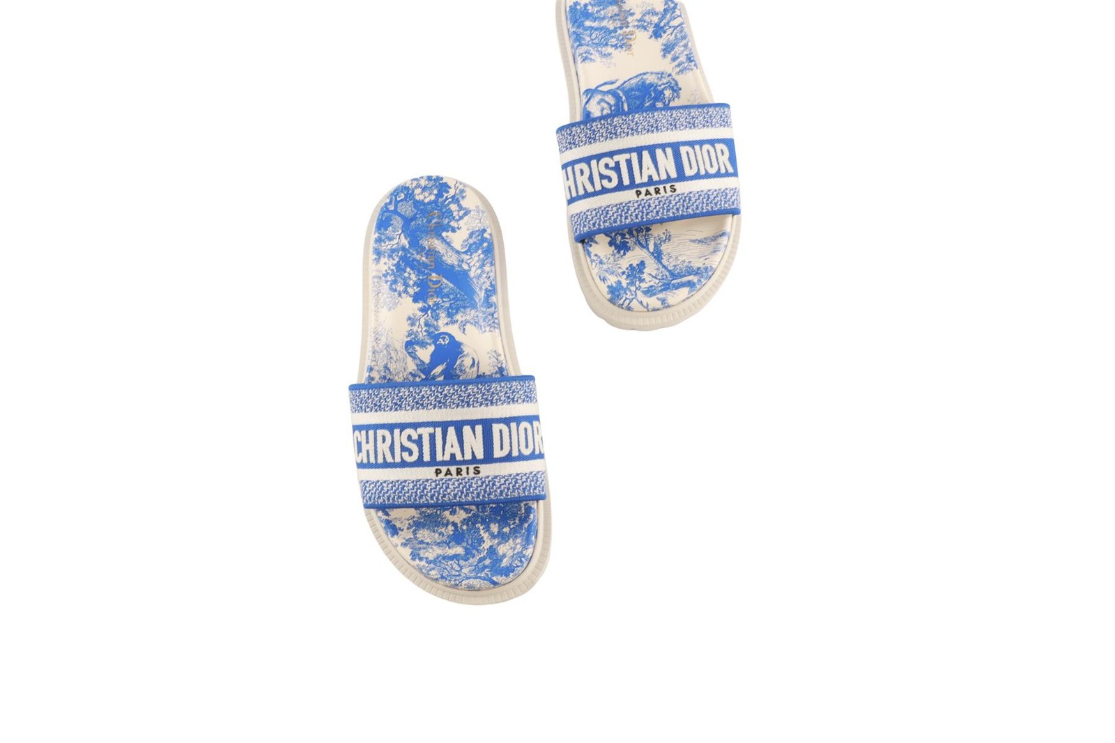 CHRISTIAN DIOR BLUE DWAY TOILE DE JOUY CANVAS SLIDES EU 39 UK 6 US 9 image 4