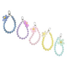 5PCS Beaded Mobile Phone Charm - Phone Chain Bracelet Floral Beaded Camera