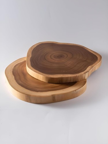 Wooden Chopping Board Natural Slice Cutting Board, Rustic Round Serving Platter - Picture 6 of 7