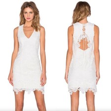 Bardot Rosette Lace Dress Ivory Size 6 Small Lace Up Fully Lined NWT