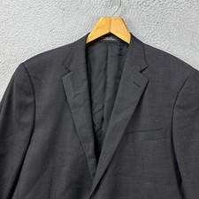 Hart Schaffner Marx Wool Blazer Sport Coat Mens 48 Long Dark Gray Flap Pockets