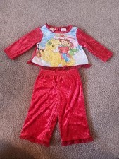 Vtg 2005 Strawberry Shortcake  Honey Pie Velvet Shirt Pants 18mo Xmas Pajamas