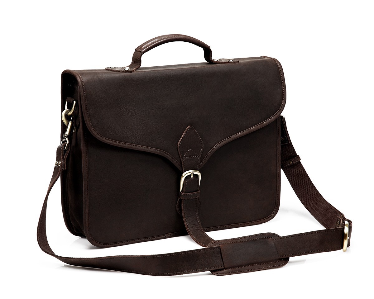 Full Grain Leather Slim Briefcase for Men, Business Work Bag, Attache Case New