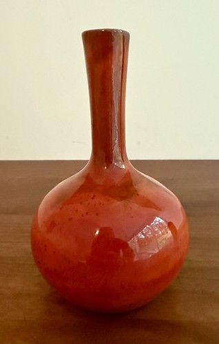 Vintage Polia Pillin Mid Century Modern MCM Orange Drip Glaze Bulbous Bud Vase - Picture 11 of 19