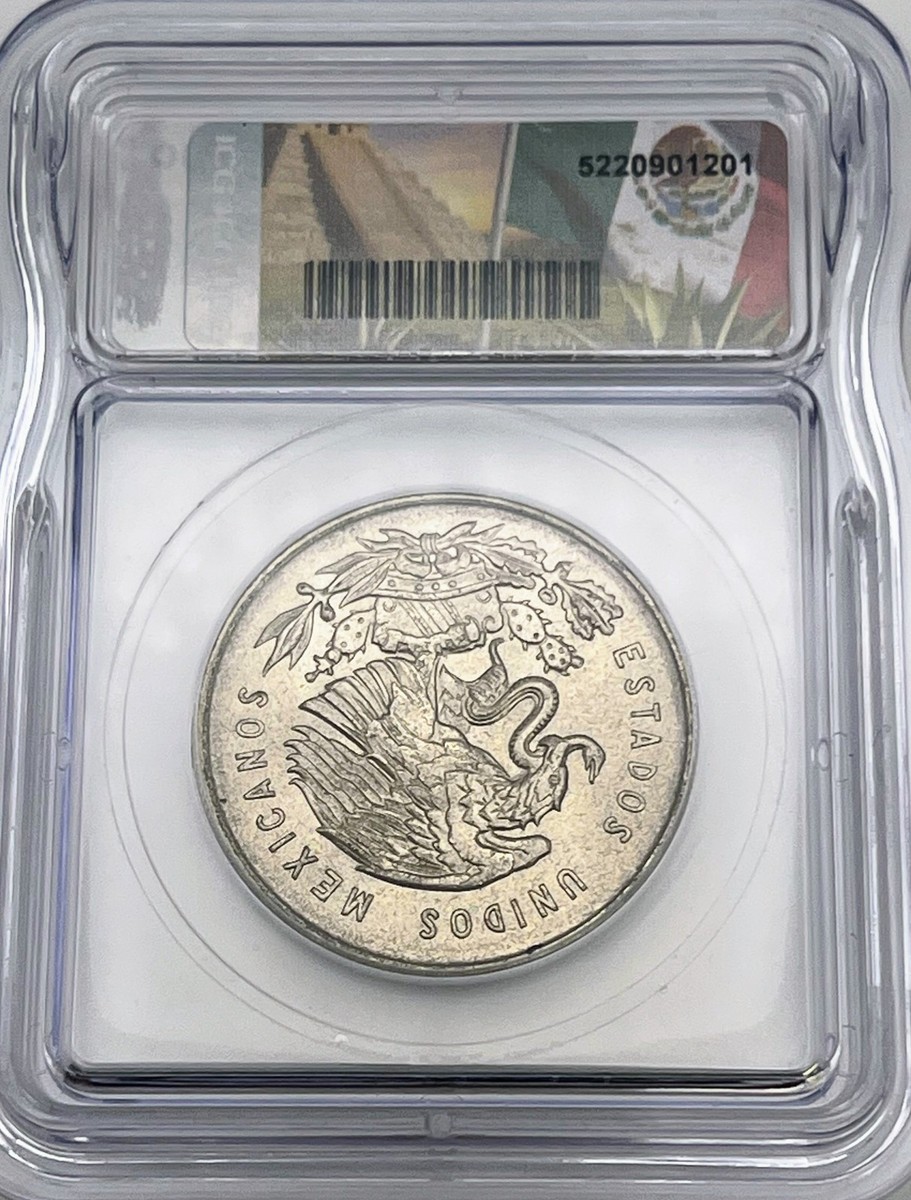 1950 Mo Mexico 1 Peso ICG MS67 Mint State Graded KM#457 1 Year