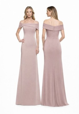 LA FEMME Formal Gown 16 Mauve Pink Off Shoulder Wedding Gala Mother of Bride NEW