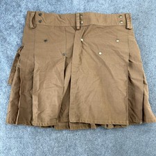 VTG Scottish Highland Utility Kilt Men 36 Beige Pleated Canvas Cargo Pockets 90s