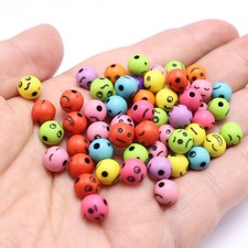200pcs Color Assorted Expression Round Beads 8mm for Kids Friendship Bracelet